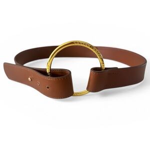 Ralph Lauren Cognac Brown O-Ring Equestrian Leather Wide Statement Belt Size